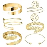 LINISITING Gold Arm Cuff, 6Pcs Stylish Arm Bracelet for Women, Adjustable Opening Upper Arm Cuff for Women's Personalized Accessories Jewelry Gift