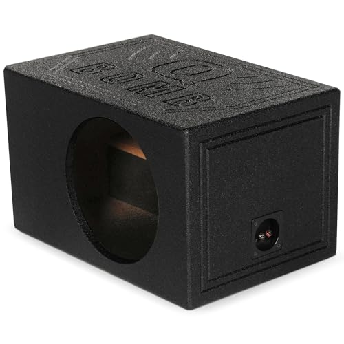 QPower Single 8-Inch Vented Chamber Subwoofer Box, Side-Ported Design with 1.0 Cubic Foot of Airspace, Solid 3/4-Inch MDF Construction