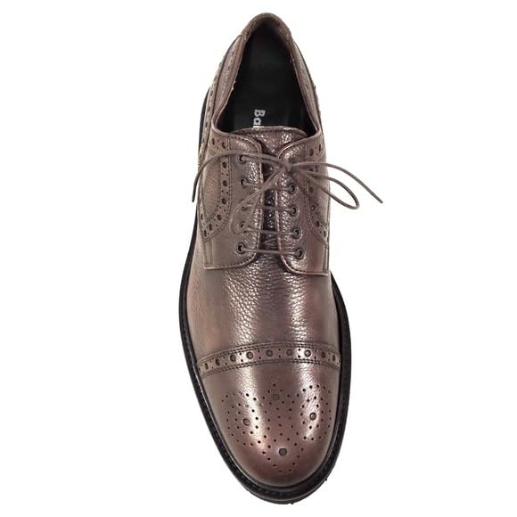 Baldinini Men's Brown Leather Oxford Dress Shoes, Cap Toe Brogue, Lug Sole2
