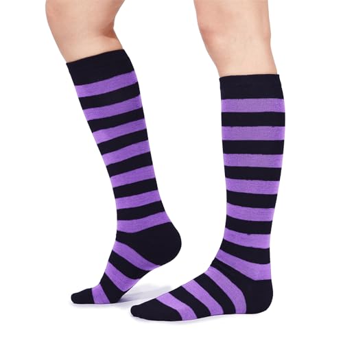 Image of Century Star Knee High Socks for Women Long Tube Socks with Stripes | Soft, Skin Friendly And Stretchy, Vibrant Colors Perfect For Daily Wear, Sports, Halloween And Christmas