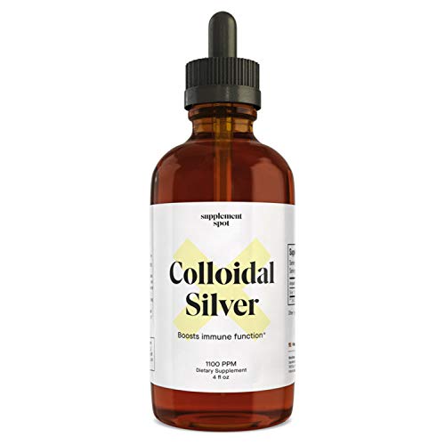 Supplement Spot Colloidal Silver Liquid w/ Dropper, 1100 PPM Nano Colloidal Silver - Silver Hydrosol for Immune Support, 4 Fl oz
