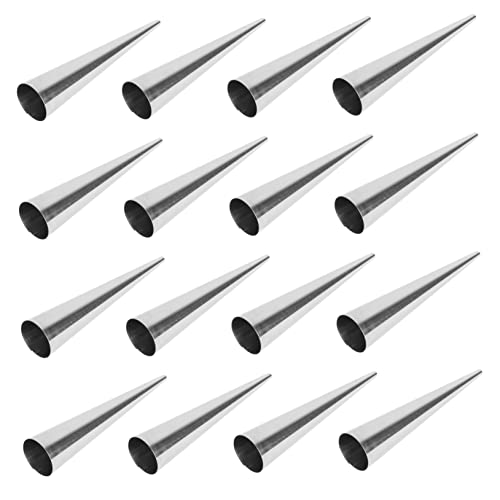 Garneck 16pcs Stainless Steel Conical Pastry Cream Horn Molds Large Reusable Baking Tools for Cannoli Croissants Pastry Decoration Easy to