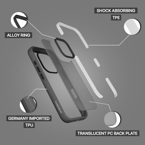 Image of CASEGEAR Bold Pro Back Cover Case Compatible with iPhone 16 | 14.8 Feet Drop Protection | 360 Complete Protection | Shockproof & Scratch Resistant | Black