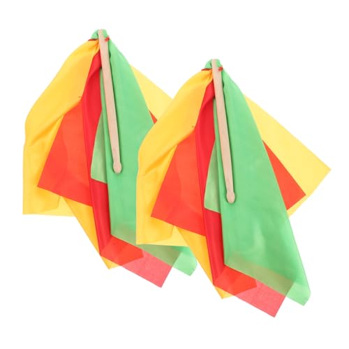 Baquetas para tambor de cintura ibasenice, 1 par, con cintas coloridas, de madera, para niños y adultos, para danza rítmica y gimnasia miniatura 1