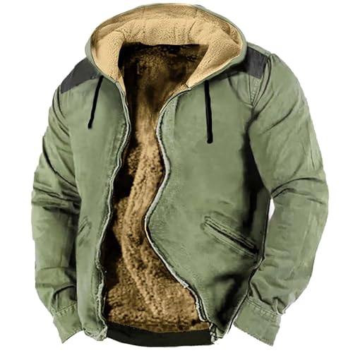 Men's Winter Coat Sherpa Fleece Lined Jacket Full Zip Up Thick Heavyweight Warm Hoodie Sweatshirts Coat Outwear