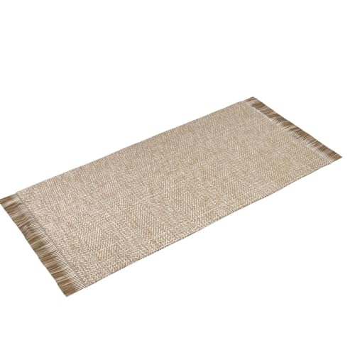 Collive Kitchen Runner Rug, 2' x 4.3' Hand-Woven Reversible Washable Rugs, Tan Cotton Modern Farmhouse Bathroom Mat Hallway Carpets for Foyer Bedroom Entry Back Door Decor - Image 4