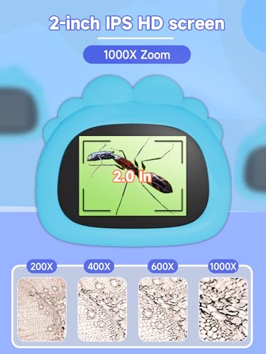 Image of Acoath Microscope for Kids, 1000X Handheld Digital Miniscope with 2.0 inch Screen, Portable Pocket Microscope Education Toys Birthday Gifts for Age 3 4 5 6 7 8 9 10 Girls Boys