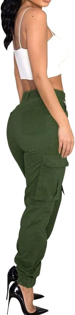 Women's Cargo Jogger Camo Pants with Pockets High Waist Slim Casual Tapered Camouflage Combat Hiking Pants - Image 2