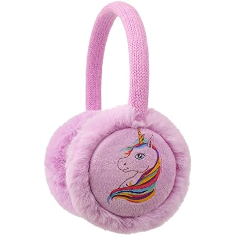Zeltauto Unisex Kid's Unicorn Earmuffs Winter Warm Plush Ear Warmer for Girls Boys (Purple) Cover