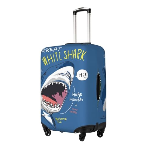 Great White Shark Luggage Cover Protector Anti-Scratch Washable Fits 18-32 Inch Luggage-Small2