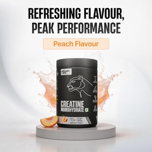 BEASTLIFE Super Micronized Creatine Monohydrate Powder 500g Peach - Image 3