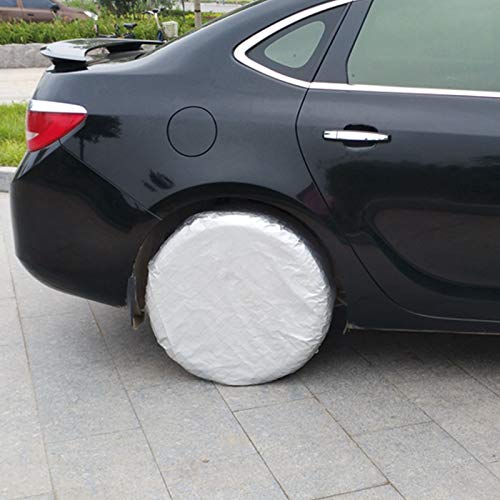 Image of Set of 4 Tire Covers, RV Wheel Covers Aluminum Film Anti? Tyre Protector Sun Rain Snow Protector for Car Truck SUV RVs(27 29 feet) Tire Cover Wheel Bag Spare Covers