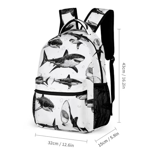 Shark Backpack with Lunch Box & Pencil Case for Kids Girls Boys School, 16 Inch Cute Sharks Bookbag, School Backpack for Students Children, Lightweight, Large Capacity2