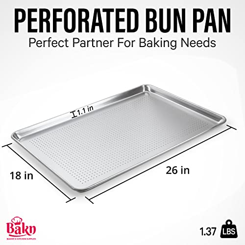 BAKSP2618PF 18" x 26" 19-Gauge Aluminum Perforated Bun or Sheet Pan - Image 3