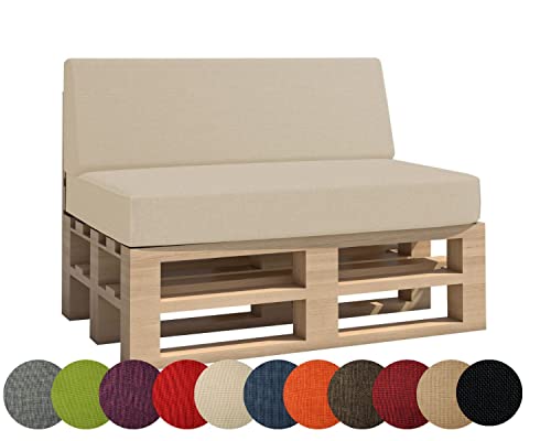 chilly pilley Palettenkissen Gartenkissen Palettenauflage Palettenpolster Indoor Outdoor Waschbar Abnehmbar Sitzkissen Rückenkissen (6er Set, Creme)