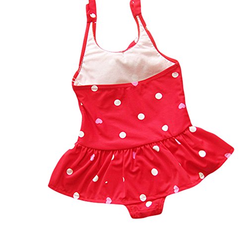 Taiycyxgan Baby Toddler Girls One-Piece Swimsuit Bowknot Spots Swimwear With Headbands,Medium / 3-4 Years,Red