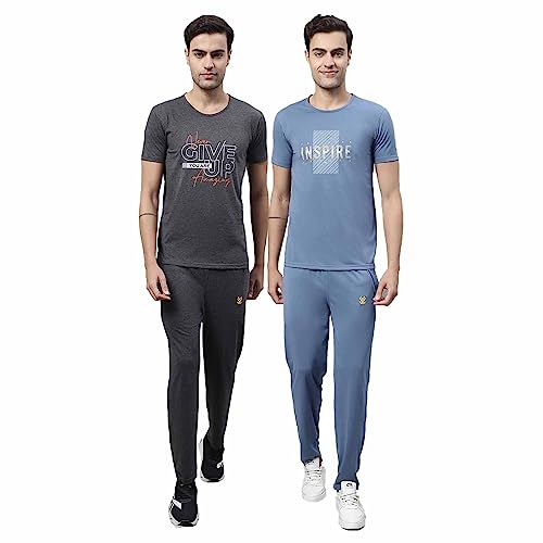 Image of Mack Jonney Printed Co-ord Set Tracksuit For Men (Pack of 2)-T PRT 23 WHT 24 YLW D10 WHT YLW 04-P
