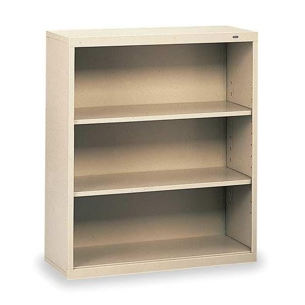 Welded Steel Bookcase,40in,3 Shelf,Putty