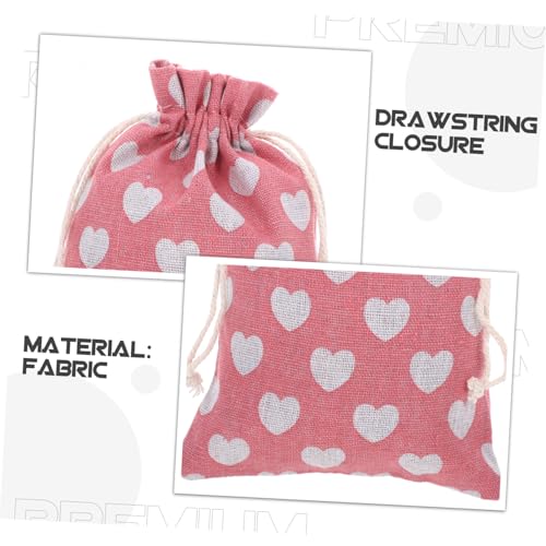 Bolsas de tela Lurrose de algodón premium con diseño de corazones rosados 4
