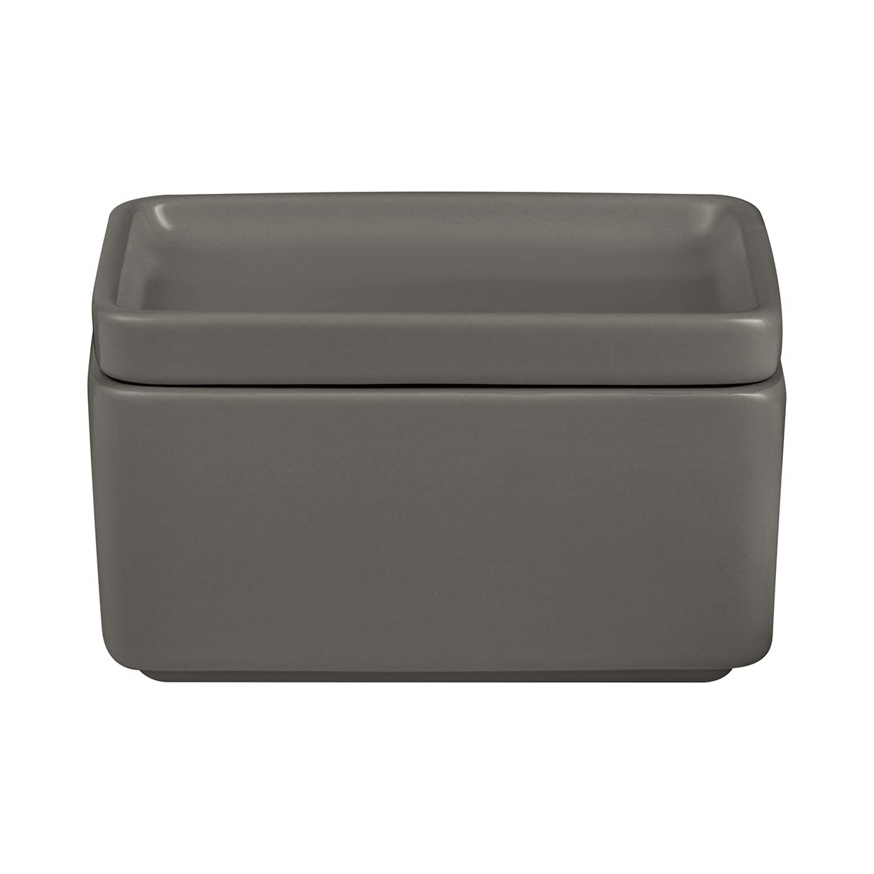 blomus Butterdose -PILAR- aus Steingut | Butterschale in Dunkelgrau mit Deckel | Farbe Pewter | 12L x 9B x 8H cm
