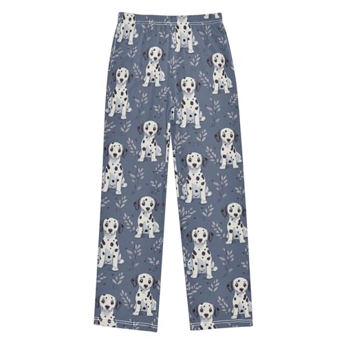 Boys' Pants Dalmatian Dog Leaves Blue Long Bottoms Jogger Pants Elastic Waist Trousers with Pockets S-XL