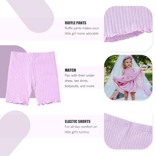 SOBOWO 3 Pack Toddler Girl Shorts Ribbed Girl Bike Shorts Solid Ruffle Summer Pull On Dance Athletic Under Dress Pants 18M-5T4