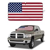 American Flag Car Windshield Sun Shade, Foldable Car Front Window Sunshade for Car...