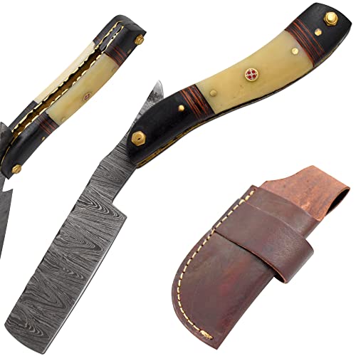 Old Ram Straight Razor | Straight Edge-Razor Sharp High Hardness Real Damascus Steel Cutthroat Straight Edge-Blade | Barber Razor (349)