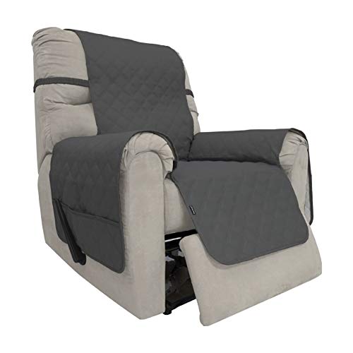 Easy-Going Sofa Slipcover Waterproof Recliner Chair Cover Non-Slip Fabric Couch Cover for Living Room Washable Furniture Protector for Pets Kids Children Dog Cat (Recliner, Dark Gray)