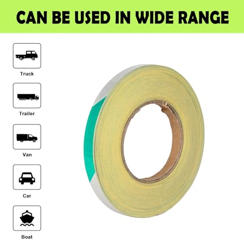 Image of WALLMATE Dual Shade Reflective Radium Strip for Car & Bike Waterproof Self Adhesive, Safety Sticker, Night Glow Tape for Helmet, Scooter & Cycle Decoration (Sea-Green Silver, 0.5 In x 45 Mtr (1771 in)