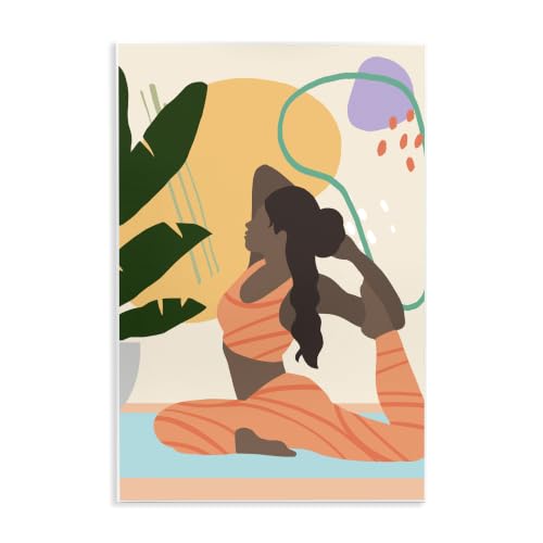 Stupell Industries Person Working Out Yoga Plant Modern, Design by Annie Warren, 10 x 15, Multi-Color