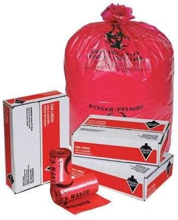 Hospital Isolation Bags, 44 gal, Red, PK25