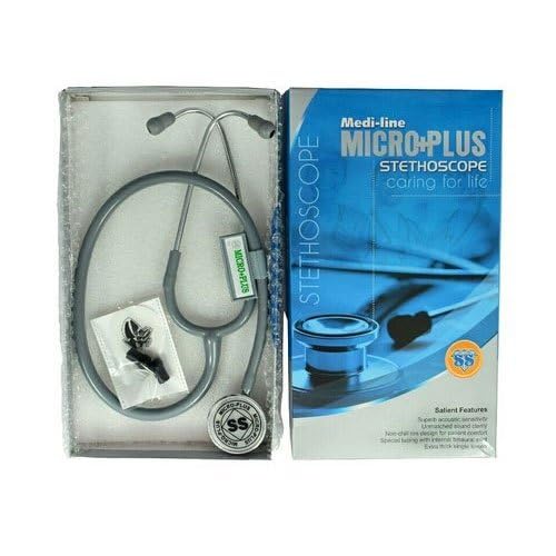 3S Medi-Line Micro+ Plus 14MM Tubing Dual AL Chest Piece SS Finish Basic For Student,Nurses Light Weight Acoustic Stethoscope (Grey)-picture-14