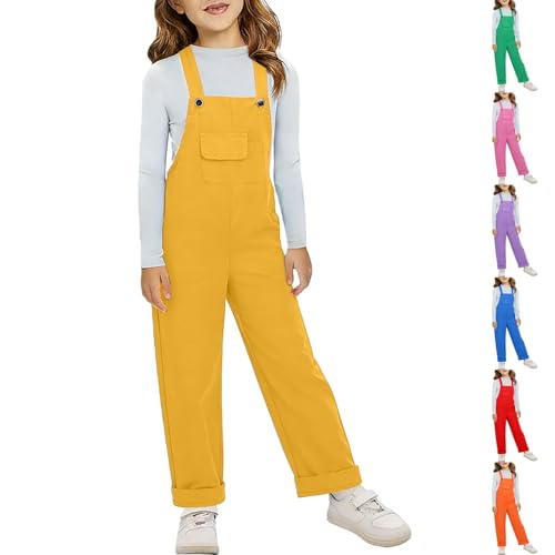 Reviews de Pantalones de peto para Bebé los preferidos por los clientes. 50 Overol de verano para niños pequeños, pierna recta, sin mangas, pantalones con peto para la escuela, para niños, bebé, liso, casual, con bolsillos, Amarillo, 3 Años/4 Años