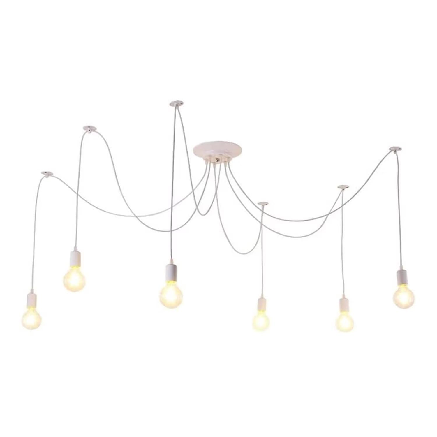 Lampadario a sospensione Edison classico, E27 luci ragno bianco 2m cavo regolabile 6 luci, plafoniere moderne per camera da letto cucina bar
