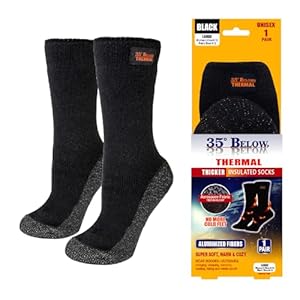 35° BELOW Thermal Insulated 1 or 3 Pk Socks for Men and Women, Designed with Soft Aluminized Loops to Keep Feet Warm and Cozy