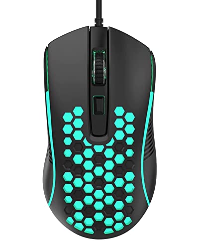 AULA Gaming Mouse Wired, Ultra-Lightweight Honeycomb Computer Mice with RGB Backlit