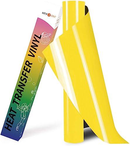 Image of HTVRONT HTV Heat Transfer Vinyl Roll - 12 inch x 8ft Yellow HTV Vinyl for T Shirts, Yellow Iron on Vinyl for All Cutting Machine - Easy to Cut & Weed for Heat Transfer Design