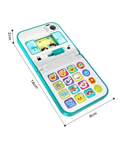 Image of iPlay iLearn Baby Cell Phone Toy for 6-12 Months | Flip Smartphone Pretend Play Musical Toy with Mirror & Sounds | Montessori Learning Toy for Toddlers (Pack of 1)