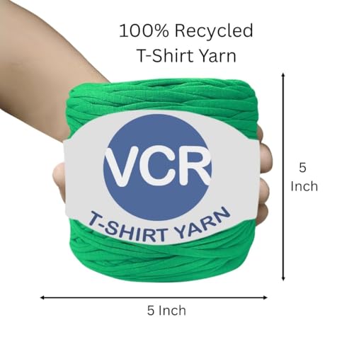 Image of VCR Green Big T-Shirt Yarn, 100 Meters Length, Recycled & Fashionable Craft Yarn, Pack of 1, Suitable for Crochet, Knitting & DIY Bags, Baskets, Cushions & Home Decor Projects