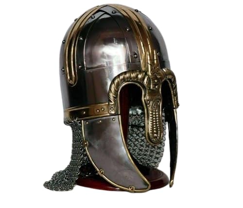 Medieval Steel Viking Helmet with Chainmail Hand Forged Helmet