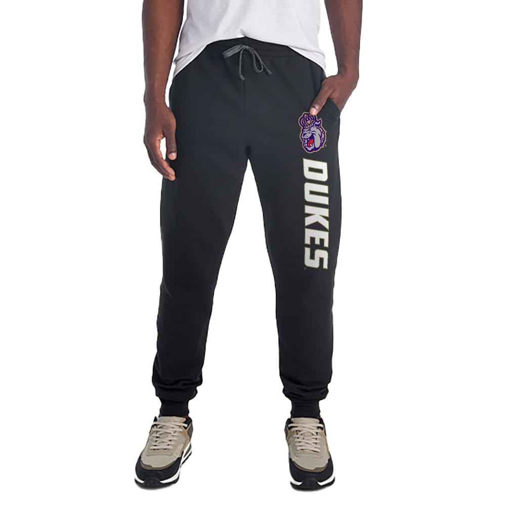 James Madison University Collegiate Name Down The Leg Print Unisex Jogger Sweatpants with Pockets for Men and Women, Black, X-Large