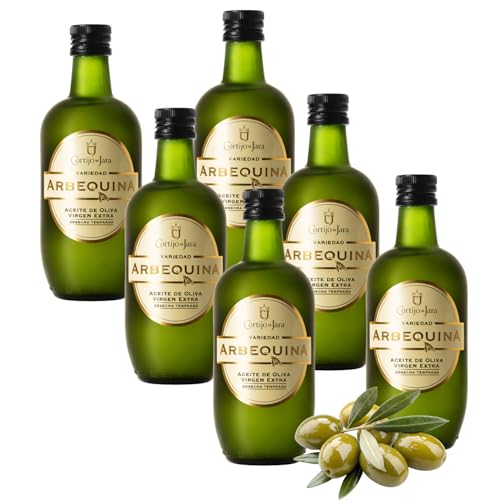 Aceite de Oliva Virgen Extra Arbequina Cortijo de Jara | Pack 6 x 500 ml (3 L) | Extracción Mecánica en Frío | Acidez 0,5º | AOVE Suave de Andalucía