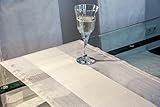 40cm breit 135 cm lang Tischläufer (2Stk.) champagner 40x135cm Organza Grund mit längs Web/Satinstreifen und feinen, farbigen Effektstreifen