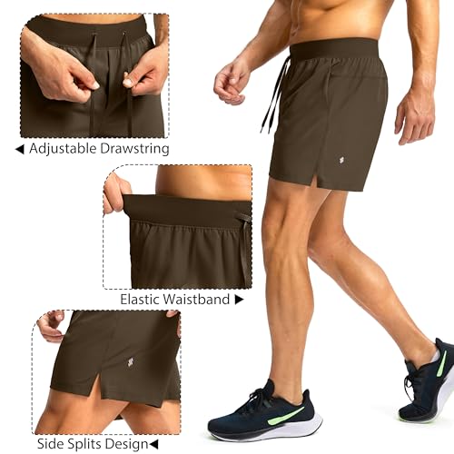 Image of Soothfeel Men's Running Shorts with Zipper Pockets 9 inch / 7 inch / 5 inch Quick Dry Eight Basketball Gym Workout Athletic Shorts
