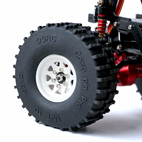 Image of OGRC 1.0 RC Wheel Rims with Brass Rings Deep Dish Wheel Rims 1.0 Beadlock Wheels for 1 /18 TRX4M 1 /24 SCX24 C10 JLU Deadbolt Gladiator Bronco Crawler Car (White)