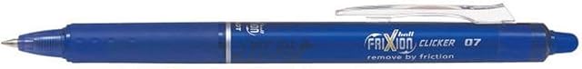 Pilot Blue Frixion Clicker Retractable Fine Rollerball Erasable Pens Pen 0.7mm Nib Tip 0.35mm Line BLRT-FR7 (Pack Of 3)