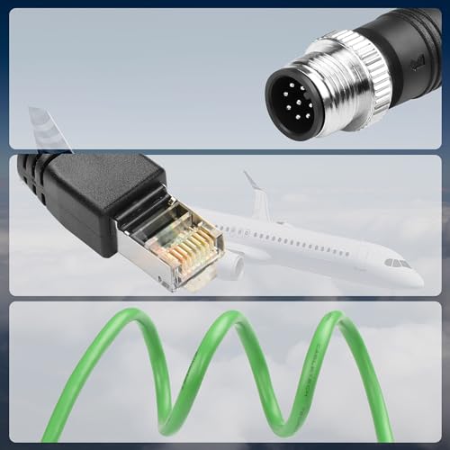 Cable Ethernet CERRXIAN M12 a RJ45 Cat5e 8 Pines 3.2Ft miniatura 4