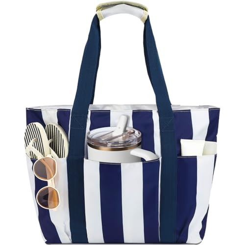 Image of Fammart Mesh Beach Bag for Women, Large Beach Toy Pool Bag with Zipper Pocket, SandProof Cruise Essentials 2026 Family Travel