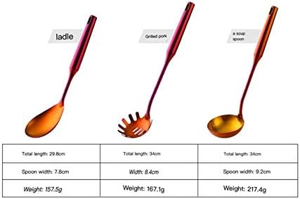Stainless Steel Cooking Tools Set Gold Soup Ladle Spoon Slotted Shovel Cooking Utensils Spatula Strainer Pasta Server ladle，Colorful
